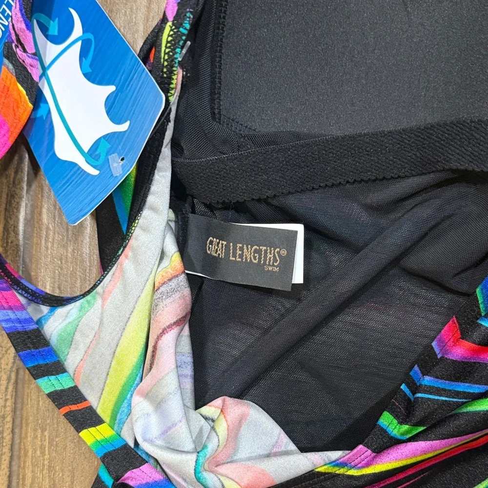 Colorful Striped Women's One-Piece Swimsuit - Picture 4 of 5